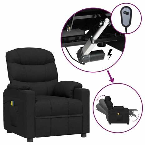 Massagestoel elektrisch stof zwart 1