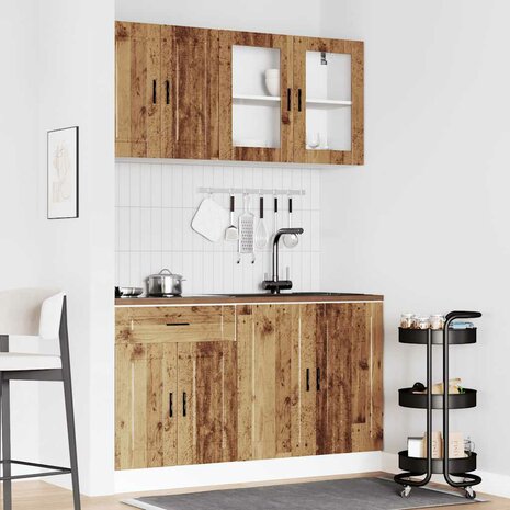 4-delige Keukenkastenset Porto bewerkt hout oud houtkleurig 3