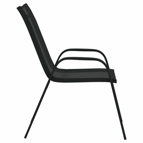 Tuinstoelen stapelbaar 2 st textileen stof zwart 4