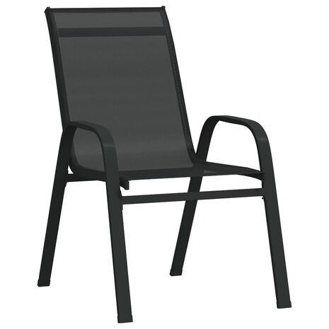 Tuinstoelen stapelbaar 4 st textileen stof zwart 2