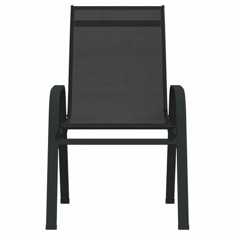 Tuinstoelen stapelbaar 4 st textileen stof zwart 3