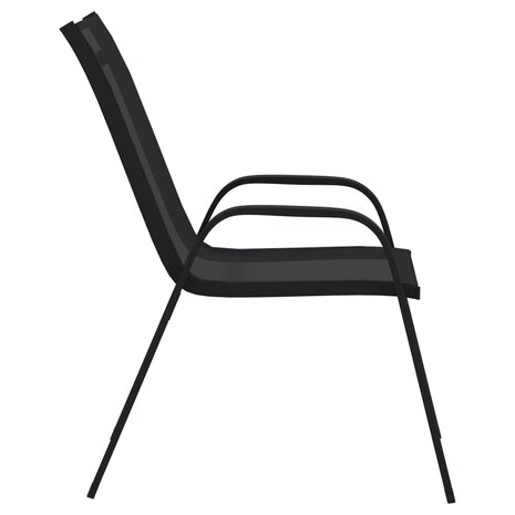 Tuinstoelen stapelbaar 4 st textileen stof zwart 4