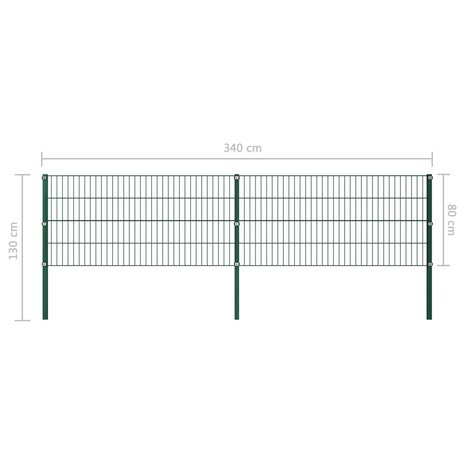 Schuttingpaneel met palen 3,4x0,8 m ijzer groen 5