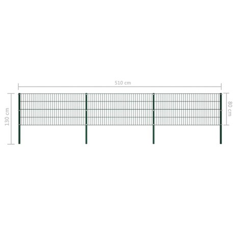Schuttingpaneel met palen 5,1x0,8 m ijzer groen 5