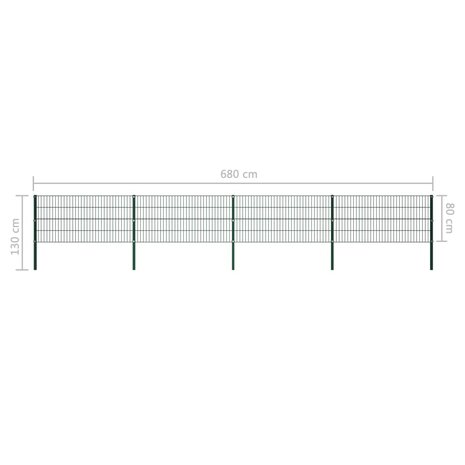 Schuttingpaneel met palen 6,8x0,8 m ijzer groen 5