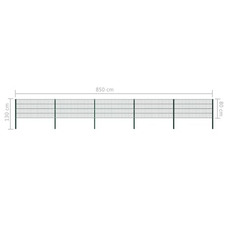Schuttingpaneel met palen 8,5x0,8 m ijzer groen 5