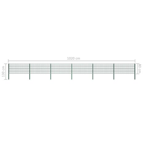 Schuttingpaneel met palen 10,2x0,8 m ijzer groen 5
