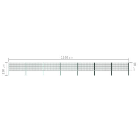 Schuttingpaneel met palen 11,9x0,8 m ijzer groen 5