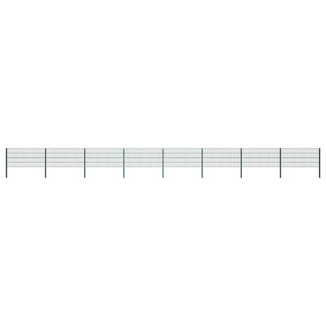 Schuttingpaneel met palen 13,6x0,8 m ijzer groen 1