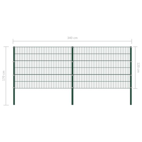 Schuttingpaneel met palen 3,4x1,2 m ijzer groen 5