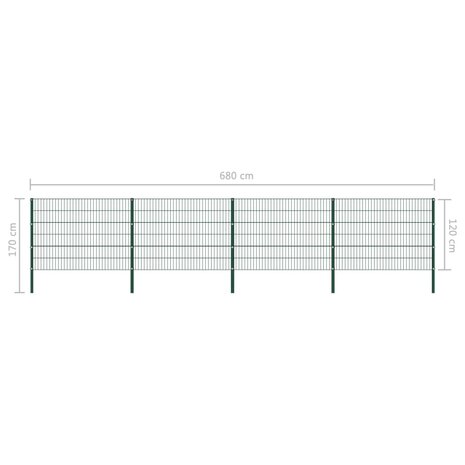 Schuttingpaneel met palen 6,8x1,2 m ijzer groen 5