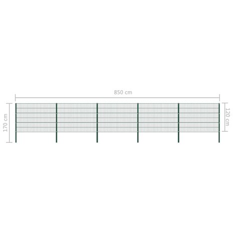 Schuttingpaneel met palen 8,5x1,2 m ijzer groen 5