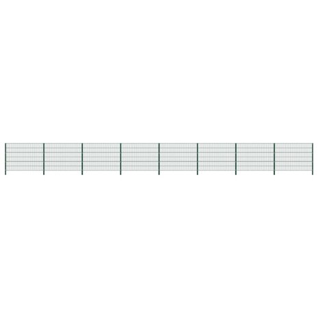 Schuttingpaneel met palen 13,6x1,2 m ijzer groen 1