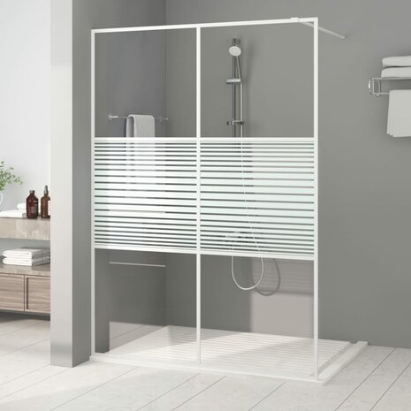 Inloopdouchewand 140x195 cm transparant ESG-glas wit 1