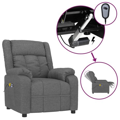 Massagestoel elektrisch stof donkergrijs 2