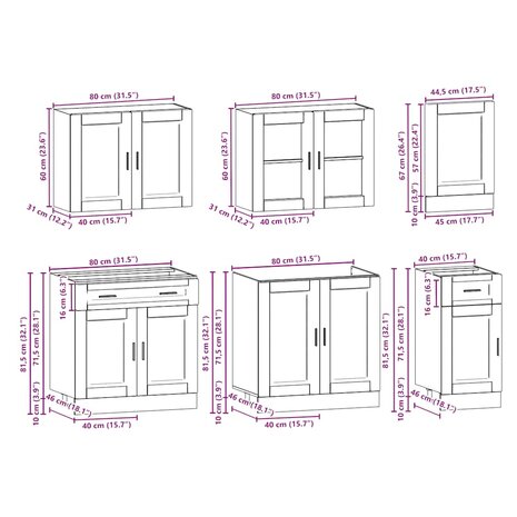 7-delige Keukenkastenset Porto bewerkt hout oud houtkleurig 9