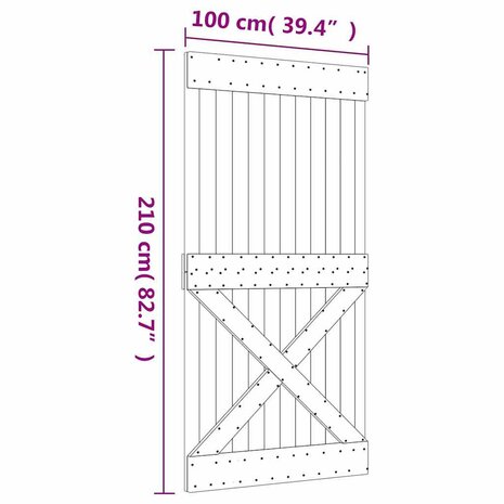 Deur NARVIK 100x210 cm massief grenenhout 9