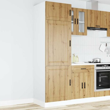 Keukenkast Porto bewerkt hout artisanaal eikenkleur 1