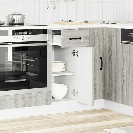 Keuken onderkast Kalmar bewerkt hout grijs sonoma eiken 3
