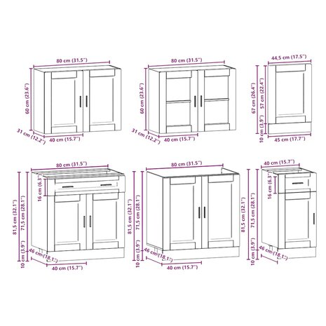 7-delige Keukenkastenset Kalmar bewerkt hout grijs sonoma eiken 9
