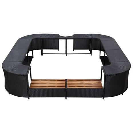 Spa-ombouw vierkant 268x268x55 cm poly rattan zwart 3