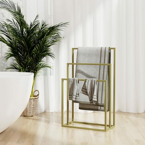 Handdoekenrek vrijstaand 48x24x79 cm ijzer goudkleurig 1