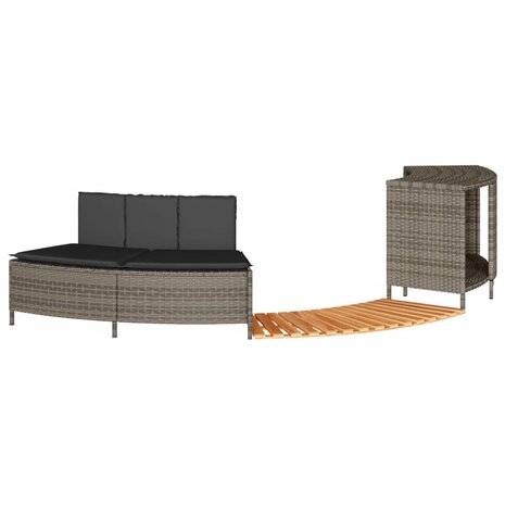 Hottub-ombouw poly rattan massief acaciahout grijs 2