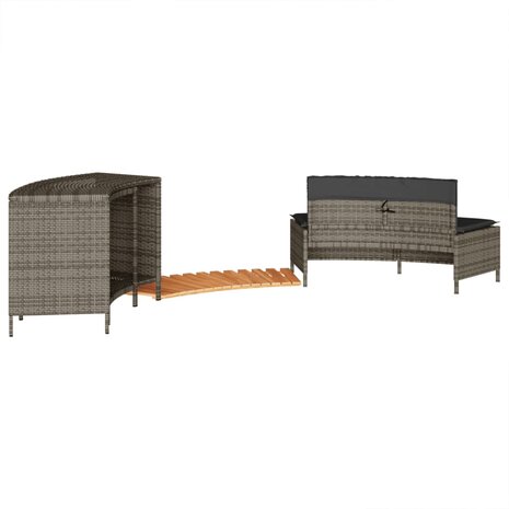 Hottub-ombouw poly rattan massief acaciahout grijs 6