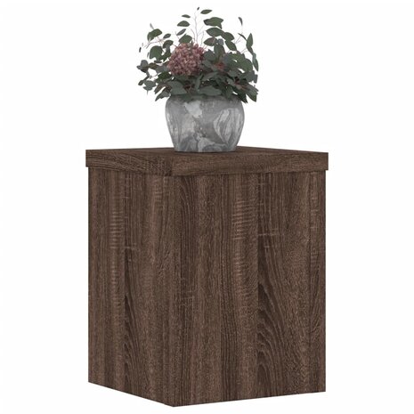 Plantenstandaards 2 st 15x15x20 cm bewerkt hout bruin eiken 3