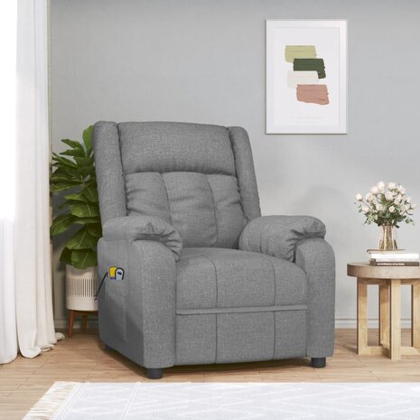 Massagestoel elektrisch stof lichtgrijs 1
