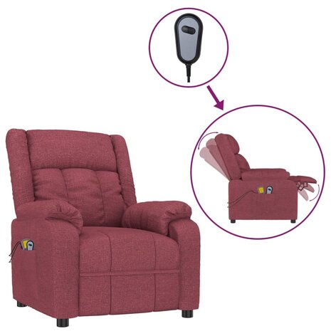 Massagestoel elektrisch stof wijnrood 2