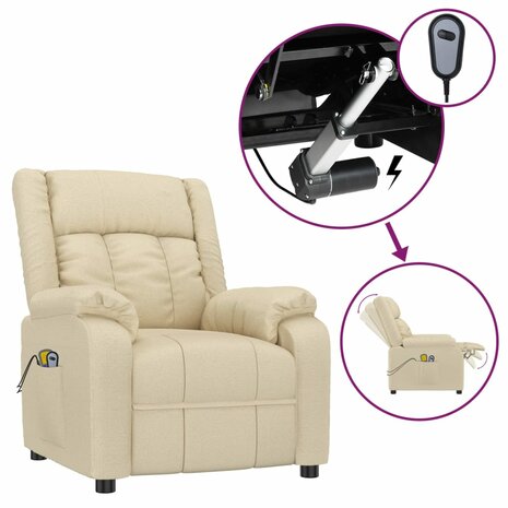 Massagestoel elektrisch stof crèmekleurig 2