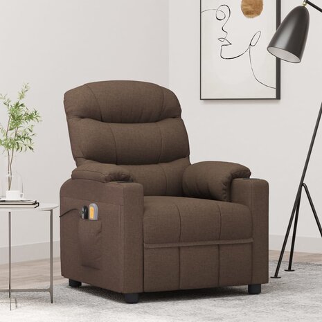 Massagestoel elektrisch verstelbaar stof bruin 1