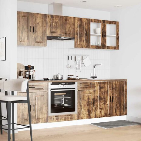 8-delige Keukenkastenset Porto bewerkt hout gerookt eiken 3