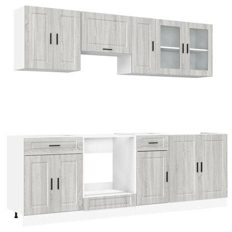 8-delige Keukenkastenset Kalmar bewerkt hout grijs sonoma eiken 2