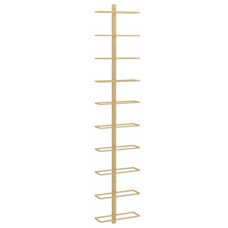 Wijnrek voor 10 flessen wandmontage metaal goudkleurig 2
