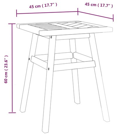 Bijzettafel 45x45x60 cm massief acaciahout 7
