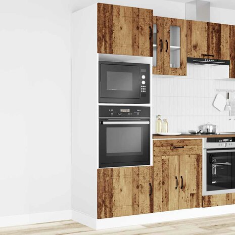 Ovenkasten 2 st Kalmar bewerkt hout oud houtkleurig 3
