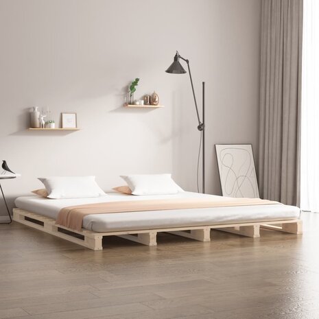 Palletbed massief grenenhout 140x200 cm 1