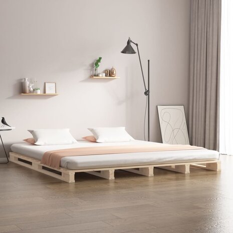 Palletbed massief grenenhout 200x200 cm 1