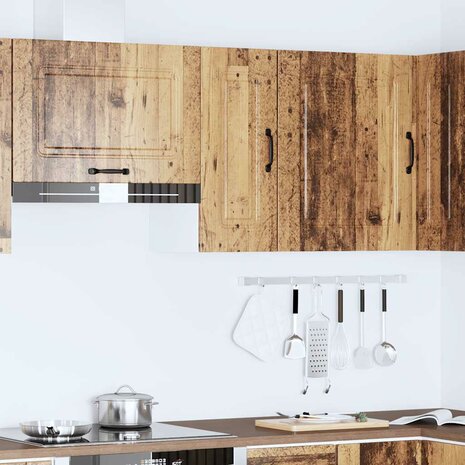 Keukenwandkast Kalmar bewerkt hout oud houtkleurig 3