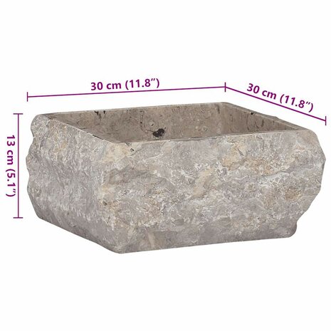 Gootsteen 30x30x13 cm marmer grijs 9
