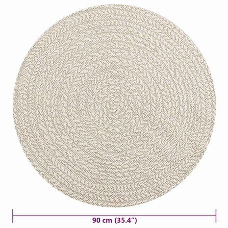 Vloerkleed ZIZUR crème binnen en buiten Ø 90 cm jute look 9