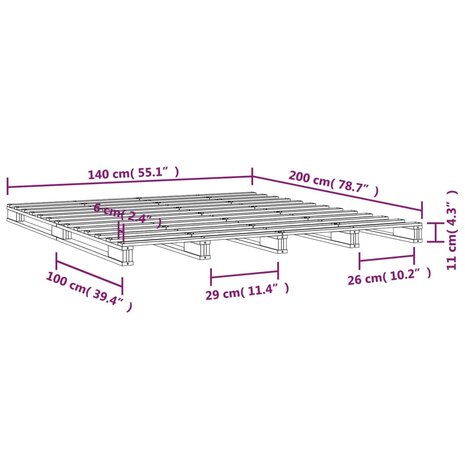 Palletbed massief grenenhout wit 140x200 cm 8