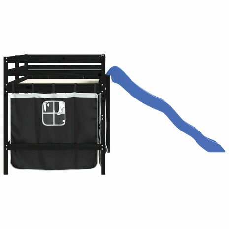 Kinderhoogslaper met gordijnen 80x200 cm massief grenenhout 6