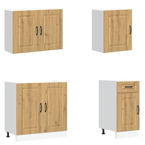 7-delige Keukenkastenset Kalmar bewerkt hout artisanaal eiken 4