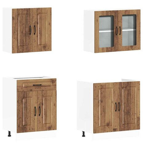 4-delige Keukenkastenset Kalmar bewerkt hout oud houtkleurig 4