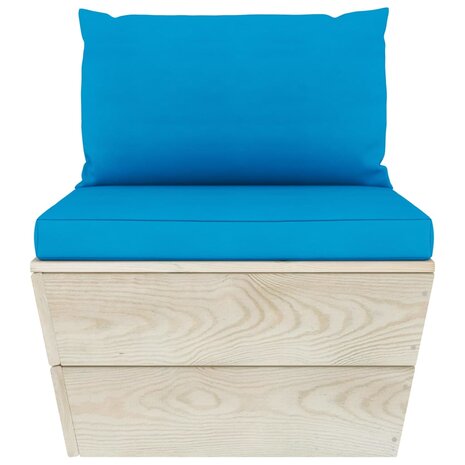 Tuinmiddenbank met kussens pallet geïmpregneerd vurenhout 3