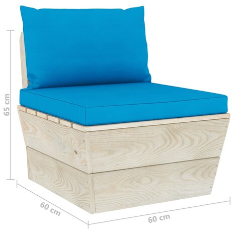 Tuinmiddenbank met kussens pallet geïmpregneerd vurenhout 7