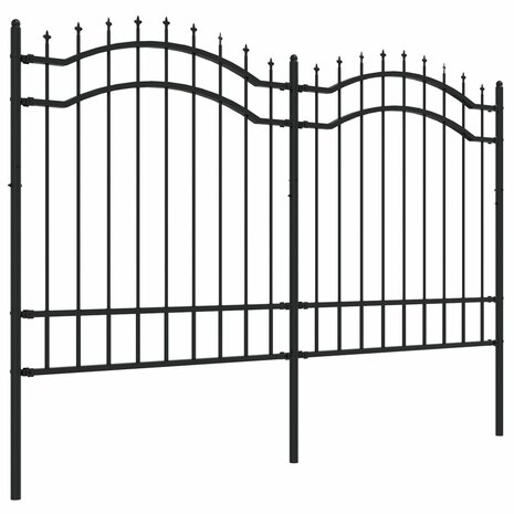Tuinhek met spijlpunten 165 cm gepoedercoat staal zwart 3